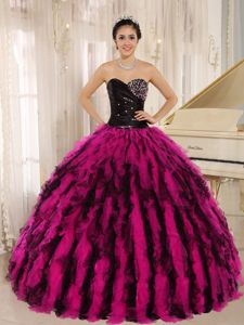 Special Colorful Sweetheart Full-length Quince Dresses with Ruffles in Joliet