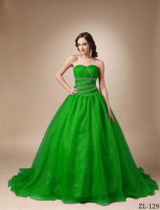 Green Sweetheart Beaded Floor-length Dresses For Quinceanera in Malvern