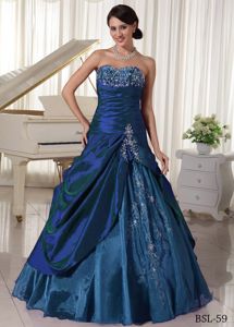 New Sweetheart Navy Blue Full-length Quinceanera Dress with Appliques