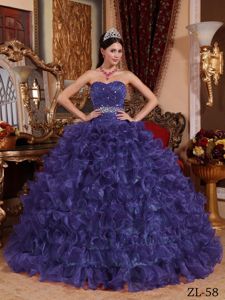 Diamonds Ruffled Layers and Ruching Purple Quinces Dresses near Ashford