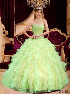 Green Diamonds Ruche and Ruffles Quinceanera Gown in West Liberty