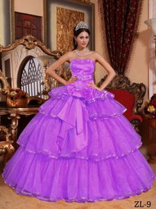 Bowknot and Diamonds Layers Champagne Quinceanera Gown for Sale