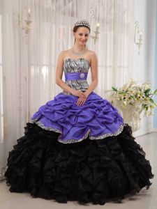 Zebra Pick Ups and Ruffled Layers Multi-color Quinceanera Dresses on Sale