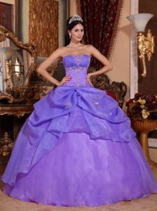 Purple Strapless Organza Beaded Quinceanera Dress in Mercedes Costa Rica