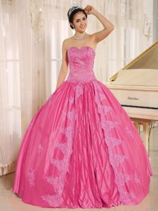 Embroidered Taffeta Hot Pink Quinceanera Dress with Beading in Monteria Colombia