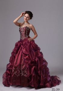 Burgundy Pick Ups and Embroidery Quinceanera Dresses near Moundsville