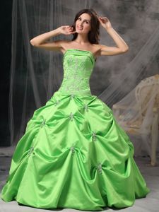 Spring Green Beading and Pick Ups Dress For Quinceanera in West Liberty