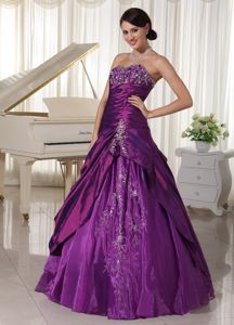 Purple Sweet 16 Dresses Decorated with Embroidery and Ruche near Ripley