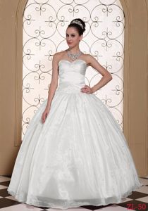 Simple White Quinceaneras Dress Decorated with Sequins near Keyser