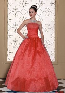 A-line Strapless Diamonds and Ruching Quince Dresses in Saint Albans