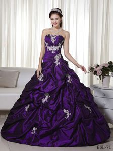 Purple Sweetheart Appliques and Pick Ups Dress For Quinceanera in Glenville