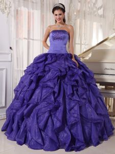Ruffles and Diamonds Decorated Puffy Dress For Quinceanera in Hurricane