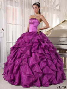 Fave Beaded Bodice Ruffles Purple Dress for Quince in South Charleston