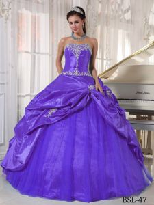 Purple Strapless Appliques and Pick Ups Sweet 16 Dresses in Charles Town
