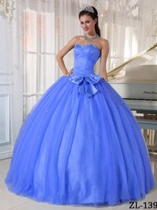 Ball Gown Ruche Sequins and Bowknot Decorated Sweet 15 Dress in Elkins