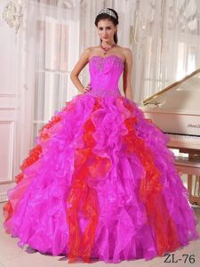 Beaded and Ruffled Tow Toned Pink Quinceanera Gown Dresses in Weirton