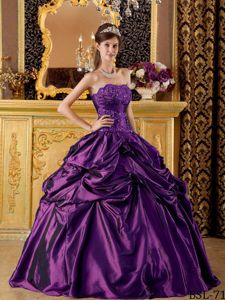 Beaded Embroidery and Pick Ups Purple Dress for Quince near Longview