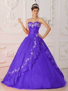 2013 Simple Purple A-Line Sweetheart Embroidery and Beading Quinceanera Dress