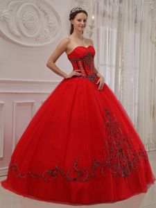 Newest Red Sweetheart Tulle Appliques Quinceanera Gown in North Myrtle Beach SC