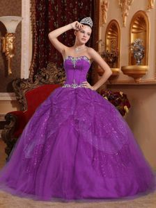 Amazing Purple Sweetheart Beading and Appliques Quinceanera Dress in Brattleboro