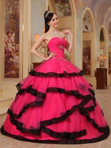 Red Strapless Organza Appliques and Beading Quinceanera Dress in Springfield VI