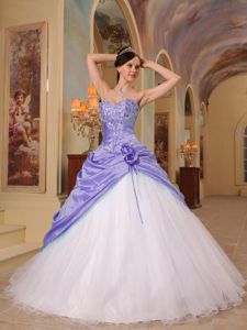 Lavender and White A-Line Sweetheart Beading Quinceanera Dress in Leesburg VI