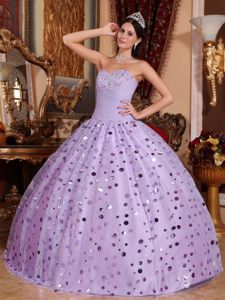 2013 Discounted Lavender Sweetheart Tulle Sequins Quinceanera Dress Floor-length