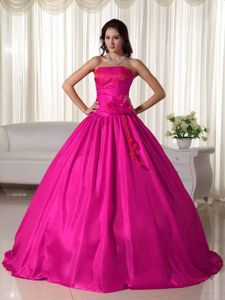 Strapless Taffeta Ruched Quinceanera Gown Dress in Coral Red in Rionegro