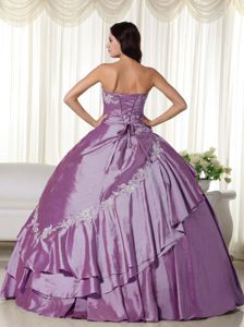 Strapless Floor-length Appliqued Quinceanera Dress in Purple in Oca?a Colombia