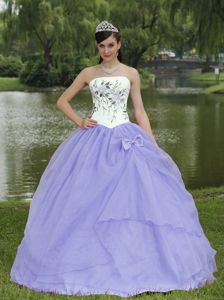 Embroidered Lilac Strapless Quinceanera Gown Dresses in Barranquilla