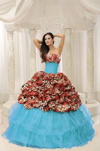 Organza Leopard Quinceanera Dress with Beading in Bucaramanga Colombia