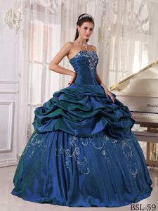 Strapless Floor-length Embroidered Quince Dress with Beading in Mara Elena