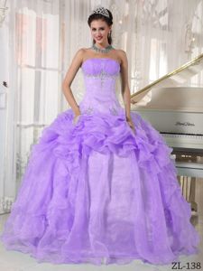 Strapless Organza Quinceanera Dresses with Beading in Lavender in Poulsbo