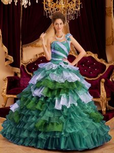 One Shoulder Floor-length Quinceanera Gowns with Ruffles in Waukesha WI