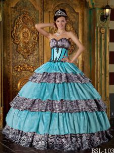 Sweetheart Zebra Quinceanera Gown Dress with Ruffles in Chantilly VA