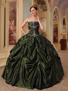 2014 Olive Green Strapless Floor-length Quinceanera Gowns in Germany