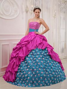 Hot Pink and Blue Ball Gown Floor-length Dresses Of 15 in Costa Rica
