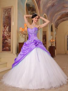 Lavender and White A-Line Floor-length Quinceanera Gown in Cuba