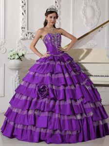 Purple Ball Gown Embroidery Floor-length Dresses Quinceanera in USA