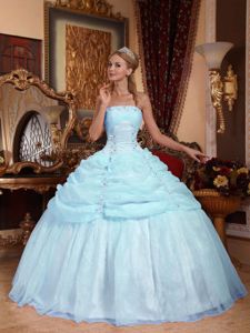 Blue Ball Gown Strapless Appliques Quince Dress in Crdoba Argentina