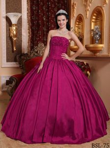 Fuchsia Ball Gown Strapless Beading Sweet 16 Dresses in Iquique Chile