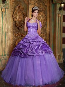 Lilac Sweetheart Taffeta and Organza Appliques Sweet 15 Dresses in Staten Island