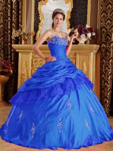 Blue Sweetheart Taffeta Beading and Appliques Sweet 15 Dresses in Huntington