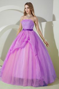 Lovely Princess Strapless Floor-length Purple Sweet 15 Dresses with Ruches