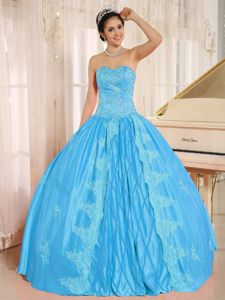 Blue Sweetheart Quinceanera Dresses with Beading and Appliques in Ventura
