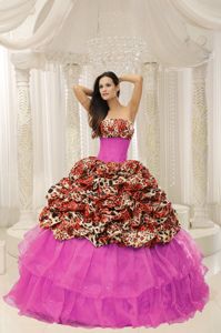 Multi-color Strapless Floor-length Quinceanera Dress with Ruffles in Aspen