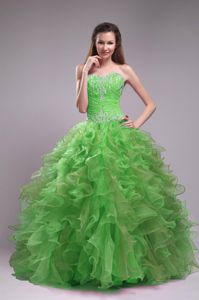 Dreamy Organza Sweetheart Floor-length Dress for Quinceanera with Ruffles