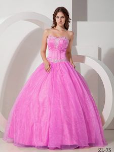 Pink Sweetheart Sweet 15 Dresses in Floor-length with Appliques in Albany