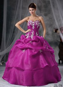 Sweetheart Floor-length Purple Quince Dress with Appliques in Broomfield