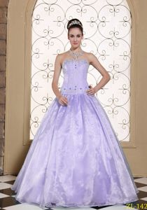 Elegant Light Purple Strapless Quinceanera Dresses with Beading in Medina
